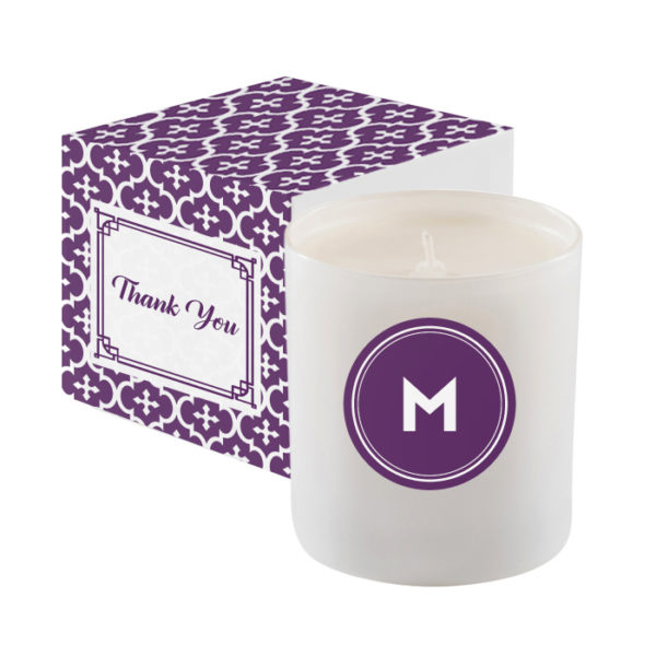 White Glass 11 Oz Candle Premium Gift Box with Branded Wrap BLLA-CAN11SL_purple White Glass 11 Oz Candle Premium Gift Box with Branded Wrap BLLA-CAN11SL_purple
