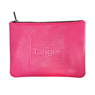 Trish Textured Leatherette Flat Zippered Pouch